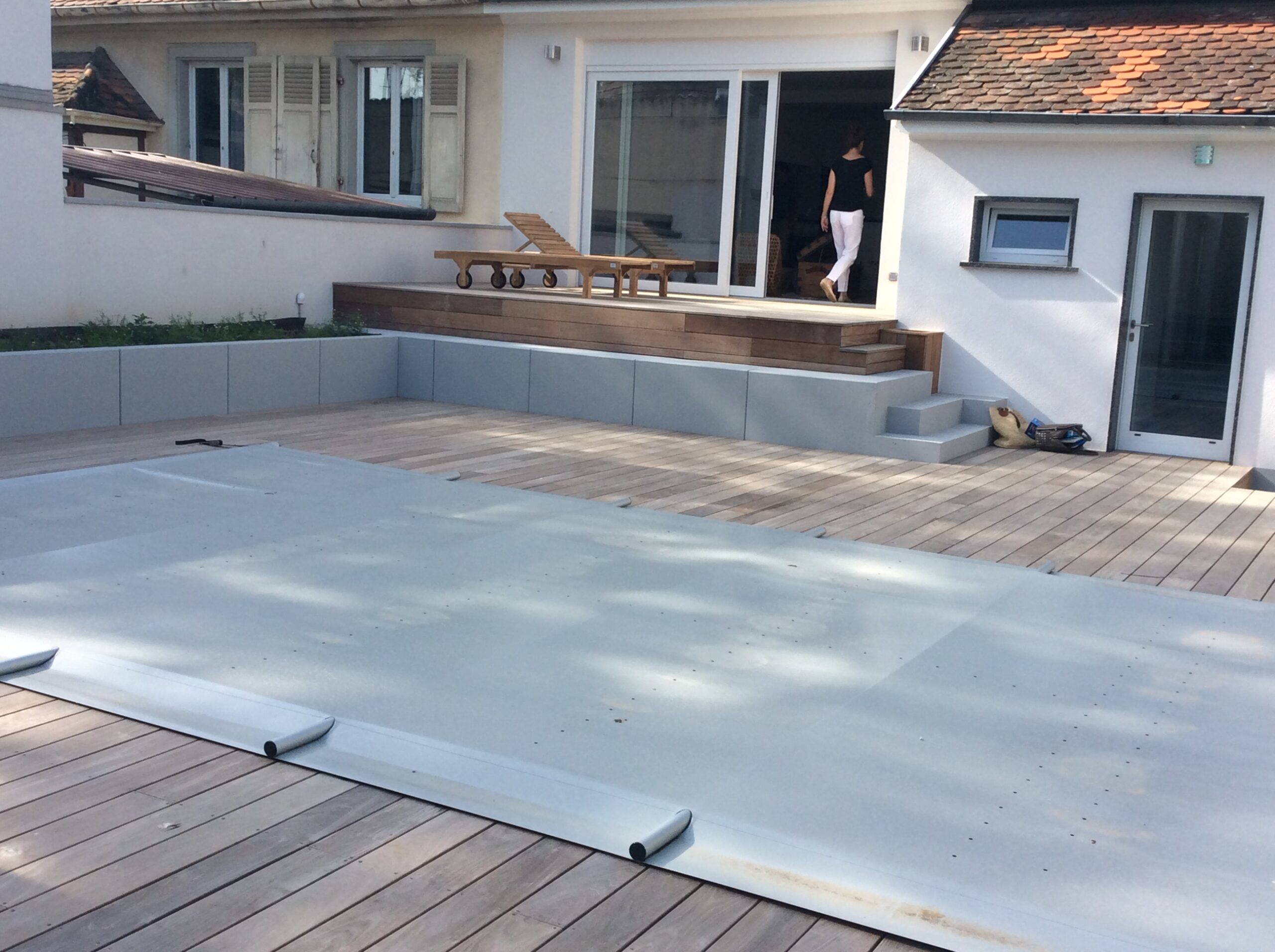Bâche d'hivernage sur piscine bois en Haut-Rhin
